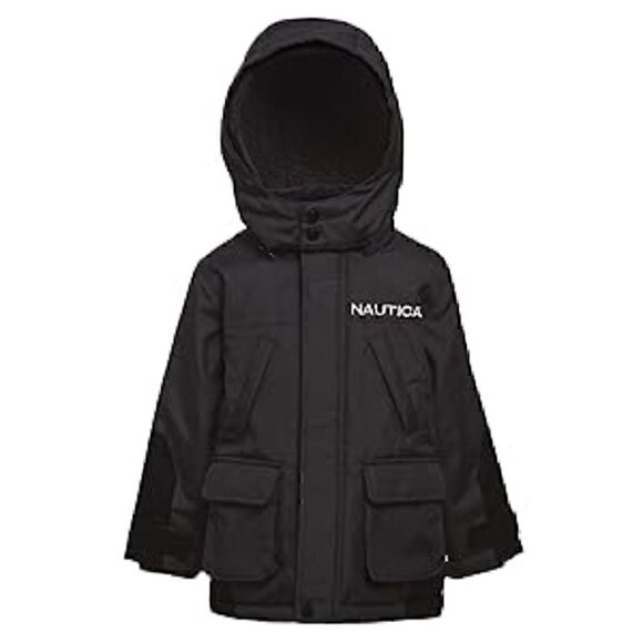 Nautica Boys' Water Resistant Snorkel Coat, Ballistic Black 15B, 7